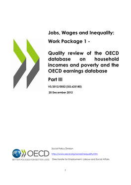 Quality Review of the OECD Database on Household Incomes and Poverty and the OECD Earnings Database Part III