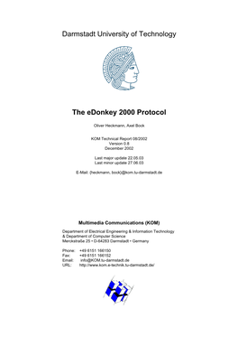 Darmstadt University of Technology the Edonkey 2000