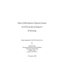 Status of Plant Species of Special Concern in US Forest Service