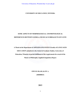 Some Aspects of Morphological and Phonological Differences Between Gomoa and Iguae Subdialects of the Fante Dialect of the Akan Language