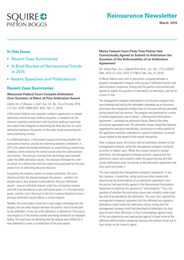 Squire Patton Boggs Reinsurance Newsletter, March 2016