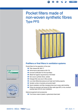 Pocket Filters Made of Non-Woven Synthetic Fibres – Type