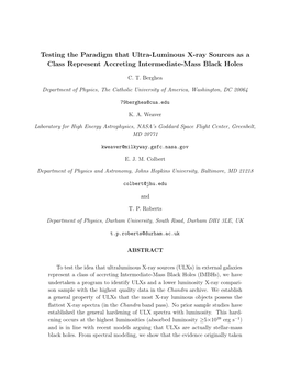 Testing the Paradigm That Ultra-Luminous X-Ray Sources As a Class Represent Accreting Intermediate-Mass Black Holes