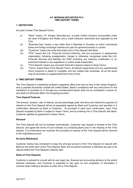 Time Deposit Terms JPMS Plc (April 2017)