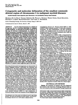 Cytogenetic and Molecular Delineation of the Smallest Commonly Deleted Region of Chromosome 5 in Malignant Myeloid Diseases