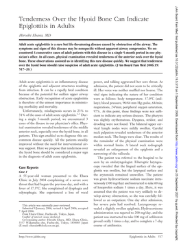 Tenderness Over the Hyoid Bone Can Indicate Epiglottitis in Adults