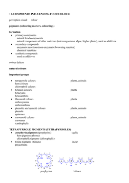 11. COMPOUNDS INFLUENCING FOOD COLOUR Perception Visual