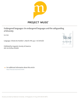 On Endangered Languages and the Safeguarding of Diversity