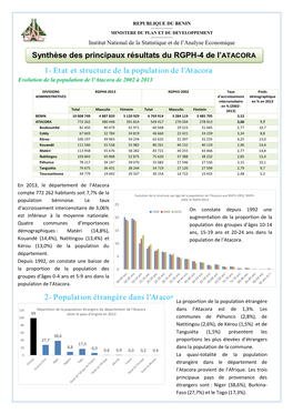 1- Etat Et Structure De La Population De L'atacora 2