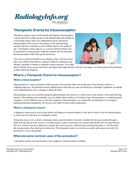 Therapeutic Enema for Intussusception