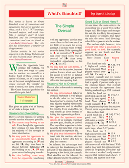 What's Standard? the Simple Overcall