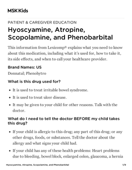Hyoscyamine, Atropine, Scopolamine, and Phenobarbital