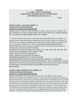 1 Appendix U. S. Army Corps of Engineers Maintenance