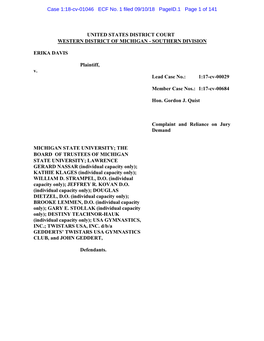 Case 1:18-Cv-01046 ECF No. 1 Filed 09/10/18 Pageid.1 Page 1 of 141