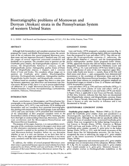 Biostratigraphic Problems of Morrowan and Derryan (Atokan) Strata in the Pennsylvanian System of Western United States