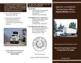 Apply for a Correctional Transportation Officer, TRUCK