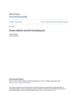 Ocular Rotations and the Hirschberg Test