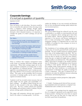 Earnings Quality White Paper