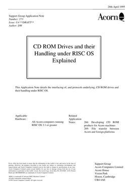 CD ROM Drives and Their Handling Under RISC OS Explained