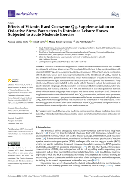 Effects of Vitamin E and Coenzyme Q10 Supplementation on Oxidative Stress Parameters in Untrained Leisure Horses Subjected to Acute Moderate Exercise