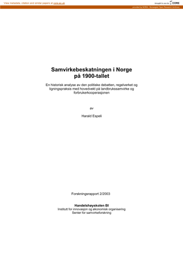 Samvirkebeskatningen I Norge På 1900-Tallet