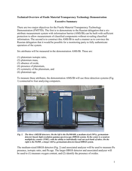 Technical Overview of Fissile Material Transparency Technology Demonstration Executive Summary