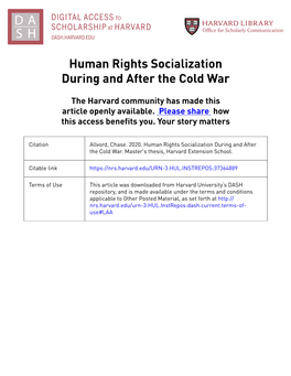 Human Rights Socialization During and After the Cold War