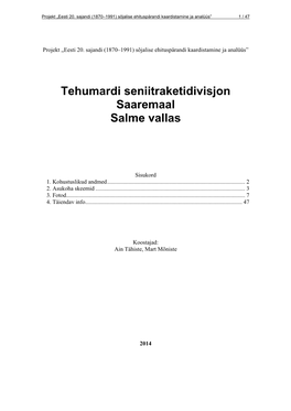 Tehumardi Seniitraketidivisjon Saaremaal Salme Vallas
