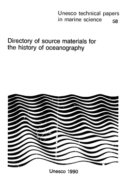 Directory of Source Materials for the History of Oceanography; UNESCO