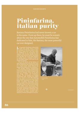 Pininfarina, Italian Purity Battista Pininfarina Had Never Known a Car in His Name