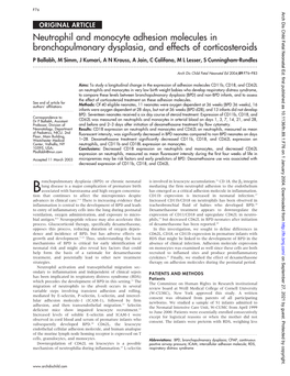 Neutrophil and Monocyte Adhesion Molecules in Bronchopulmonary