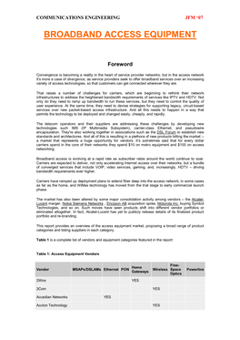 Broadband Access Equipment