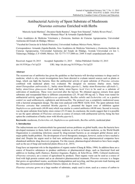 Antibacterial Activity of Spent Substrate of Mushroom Pleurotus Ostreatus Enriched with Herbs