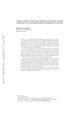 Arxiv:1706.08798V1 [Math.GT] 27 Jun 2017