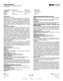 S100 Protein (P) Concentrated and Prediluted Polyclonal Antibody 901-021-092017