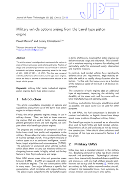 Military Vehicle Options Arising from the Barrel Type Piston Engine