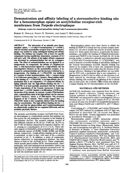 Demonstration and Affinity Labeling of a Stereoselective Binding Site for A