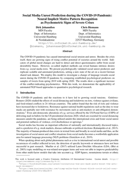 Neural Implicit Motive Pattern Recognition As Psychometric Signs of Severe Crises Dirk Johannßen Chris Biemann MIN Faculty MIN Faculty Dept