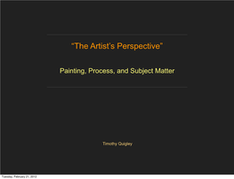 “The Artist's Perspective”