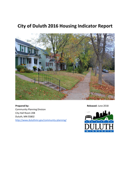 City of Duluth 2016 Housing Indicator Report