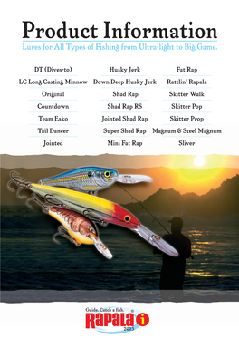 Product Information Lures for All Types of Fishing from Ultra-Light to Big Game