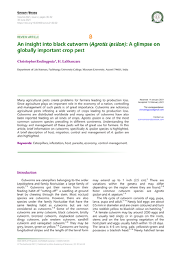 Agrotis Ipsilon): a Glimpse on Globally Important Crop Pest