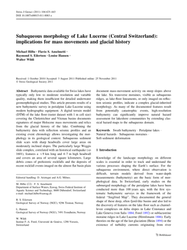 Subaqueous Morphology of Lake Lucerne (Central Switzerland): Implications for Mass Movements and Glacial History