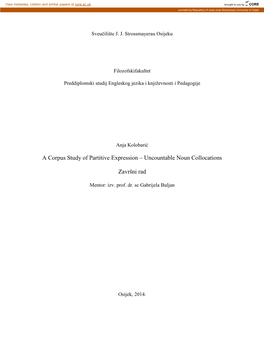 A Corpus Study of Partitive Expression – Uncountable Noun Collocations