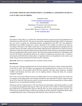 Economic Growth and Unemployment: an Empirical Assessment of Okun’S Law in the Case of Liberia