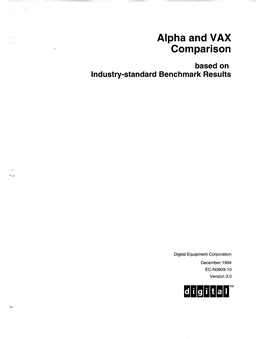 Alpha and VAX Comparison Based on Industry-Standard Benchmark