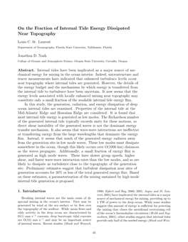 On the Fraction of Internal Tide Energy Dissipated Near Topography