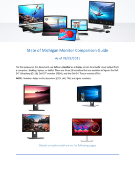 State of Michigan Monitor Comparison Guide