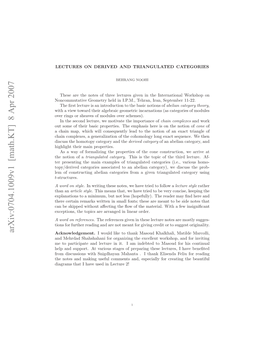 Arxiv:0704.1009V1 [Math.KT] 8 Apr 2007 Odo References