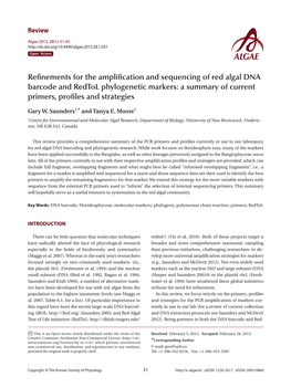 Refinements for the Amplification and Sequencing of Red Algal DNA Barcode and Redtol Phylogenetic Markers: a Summary of Current Primers, Profiles and Strategies